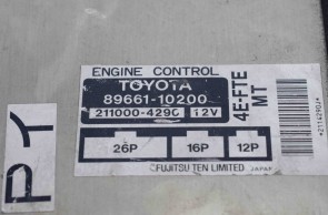 Toyota Starlet EP91 (1996-1999) Glanza 1.3P - Engine Control Unit 89661-10200 - 4E-FTE Turbo Engine